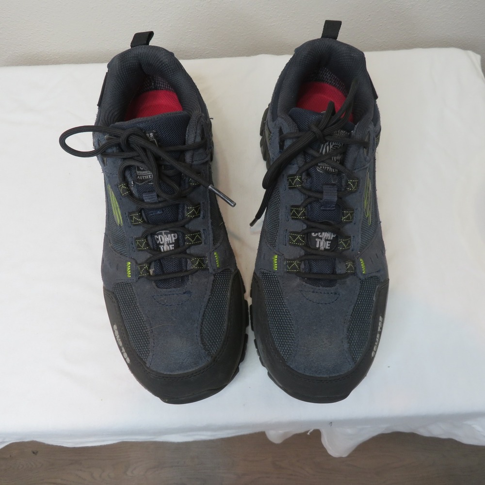 Skechers Work Mens Comp Toe Waterproof Shoes Navy Blue 77183 NVBK Size 8